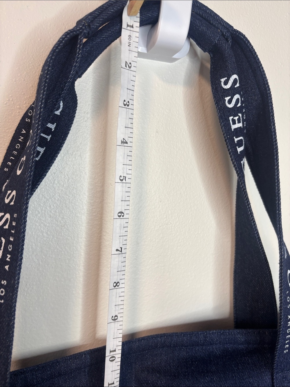 Guess Navy Denim Oversized Tote with White Logo Strap (NEW) - Picture 8 of 10